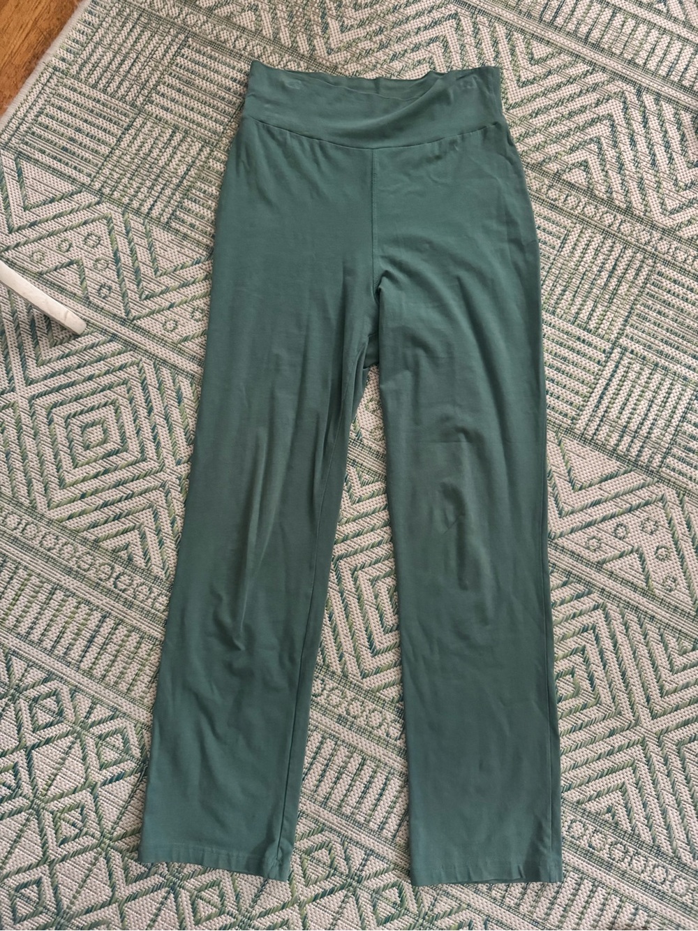 Gudrun Sjoden Soft Cotton Straight Leg Pants M Jade Green Lagenlook VGUC Stretch